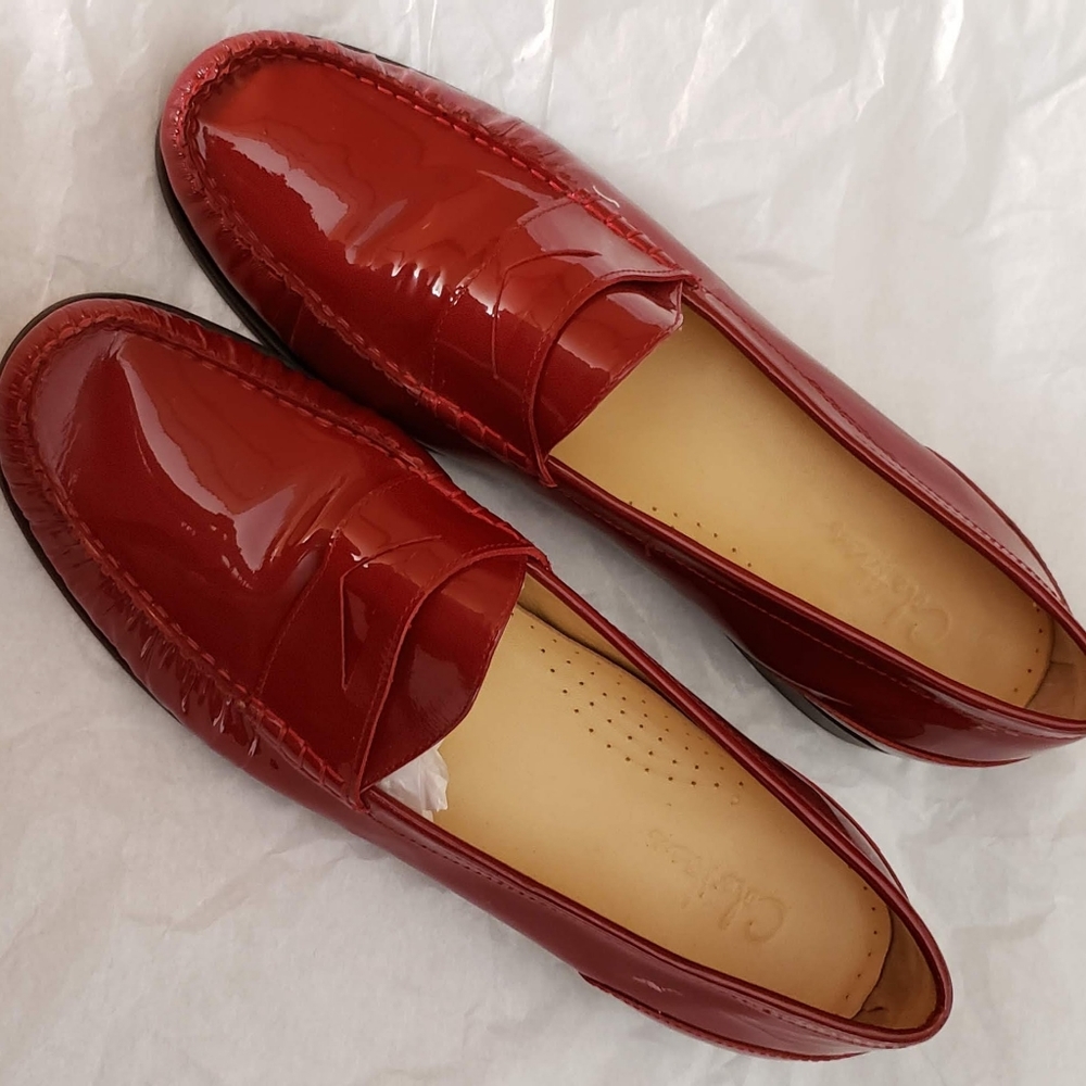 Cole Haan Red Patent Leather Penny Loafers